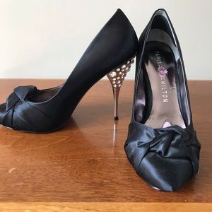 Paris Hilton Black Satin Pumps